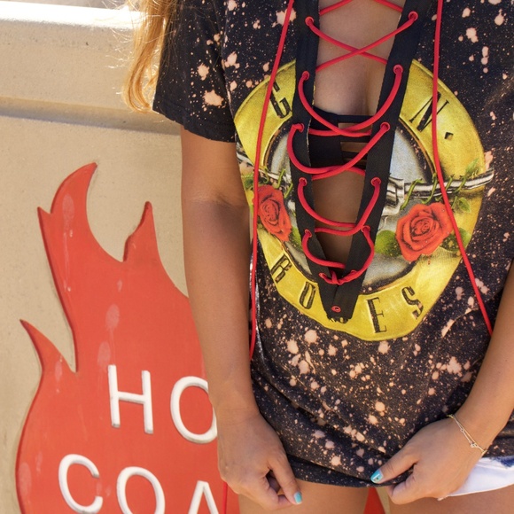Guns and Roses lace up top - Picture 1 of 4